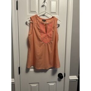 Stitch Fix Market & Spruce Embroidered Coral V Neck Tank Top M. Tropical. Beach.
